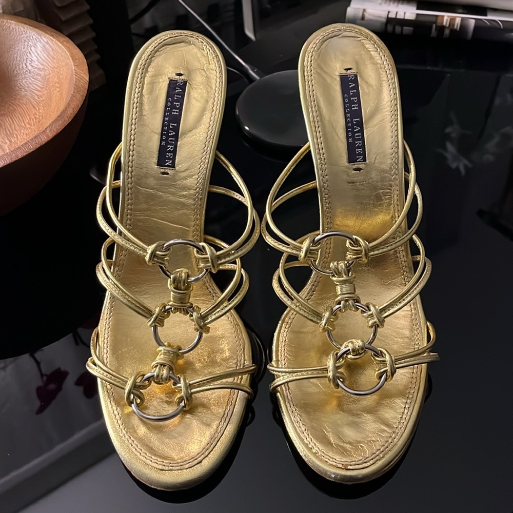 RL Purple Label | Gold Sandals (Size 10B)